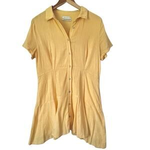 Urban Outfitters Shirt Dress Golden Yellow Short Sleeve Button-Up Women’s Large